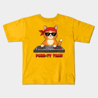 Purr-ty Time! – DJ Cat Droppin’ Beats & Pawsitivity Kids T-Shirt